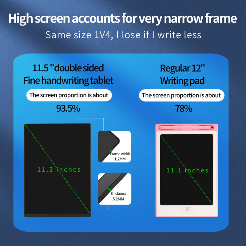 LCD Writing Tablet 2 Sides Screen Erasable Reusable 11.5inch and 10.5inch Electronic Drawing Pads Portable Scratchpad for Kids Adults Home Office (Black) 11.5&10.5in Black