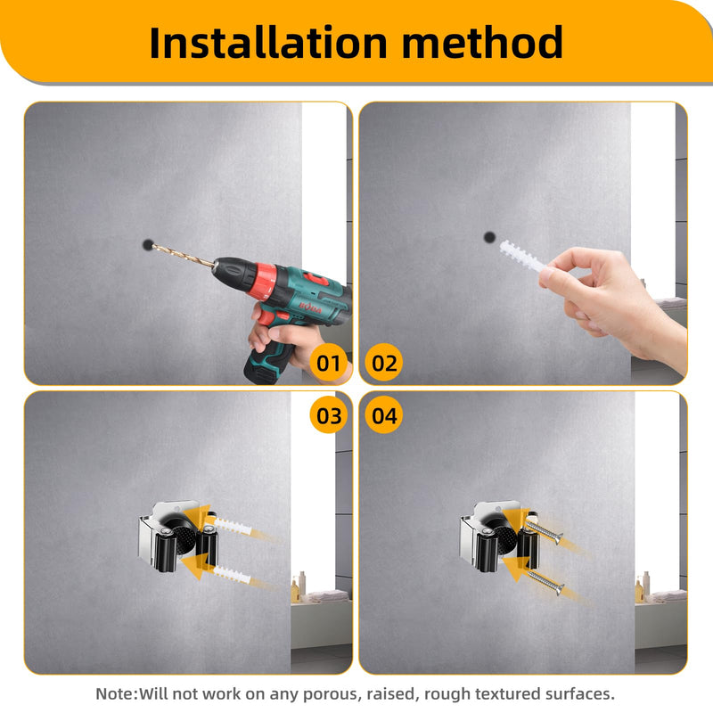 Trukafie Pack of 12 Broom Holder Wall Tool Holder Stainless Steel Garden Tools Tool Holder Wall Garden Tool Holder for Garden Kitchen Bathroom Garage Shovel Mop