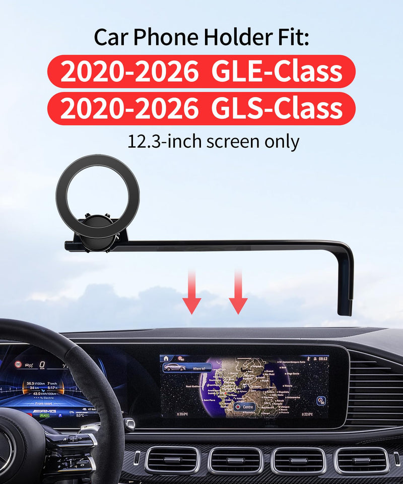 Car Phone Holder for Mercedes-Benz GLE/GLS-Class 2020-2026 12.3" Screen | GLE 53 2023-2025,GLE Plug-In Hybrid 2024-2026,Magsafe Accessories Magnetic Cell Phone Mount Clip Compatible with iPhone