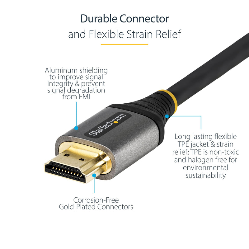 StarTech 16ft Ultra High Speed HDMI Cable, 8K 60Hz, HDR10+, 48Gbps | 8K 60Hz/4K 120Hz, HDMI 2.1 Cord with HDR10+ / eARC, Certified, HDMM21V5M, Monitor/TV/Display 16 ft