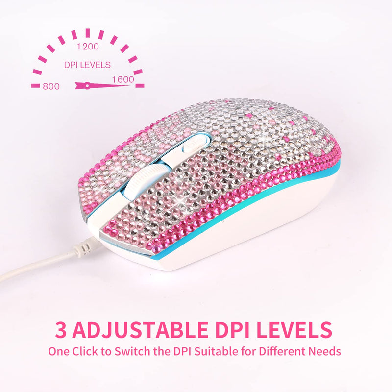 Gaming Mouse,7 Colors Backlit Optical Game Mice Ergonomic USB Wired with 1600 DPI and 6 Buttons 4 Shooting for Computer/Win/Mac/Linux/Andriod/iOS. (White&Pink) White&Pink