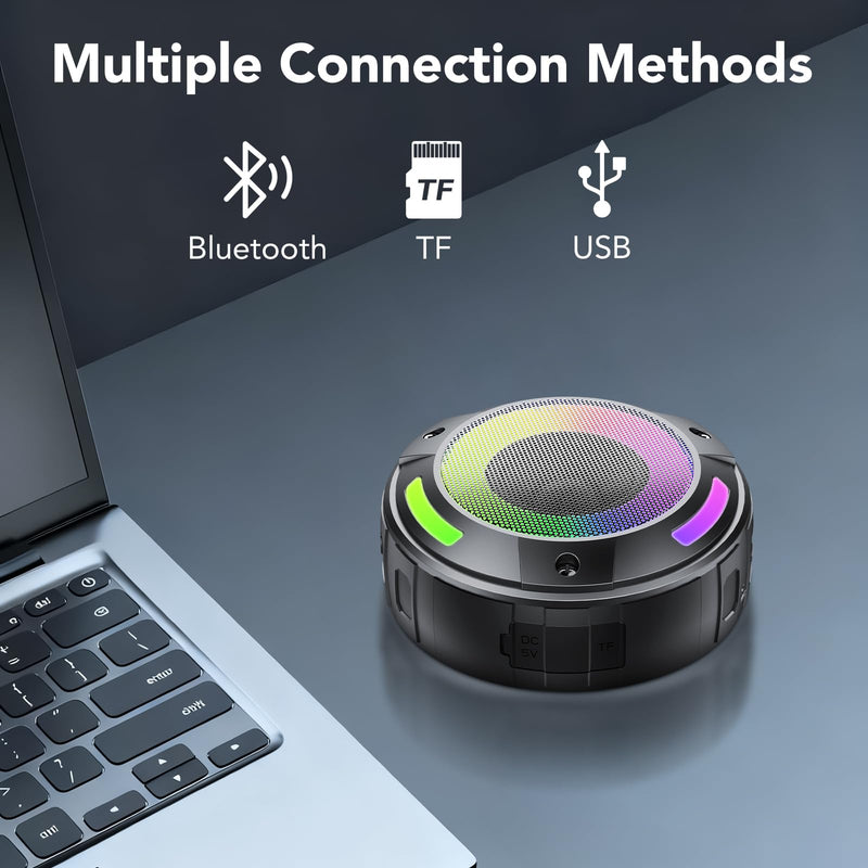 [AUSTRALIA] - Bluetooth Speaker, 2025 Portable Wireless Shower Speaker, Digital Display Portable Speaker with Detachable hook ,IPX7 Waterproof with LED Light, HD Sound & Bass for Bathroom, Pool, Beach & Outdoor 