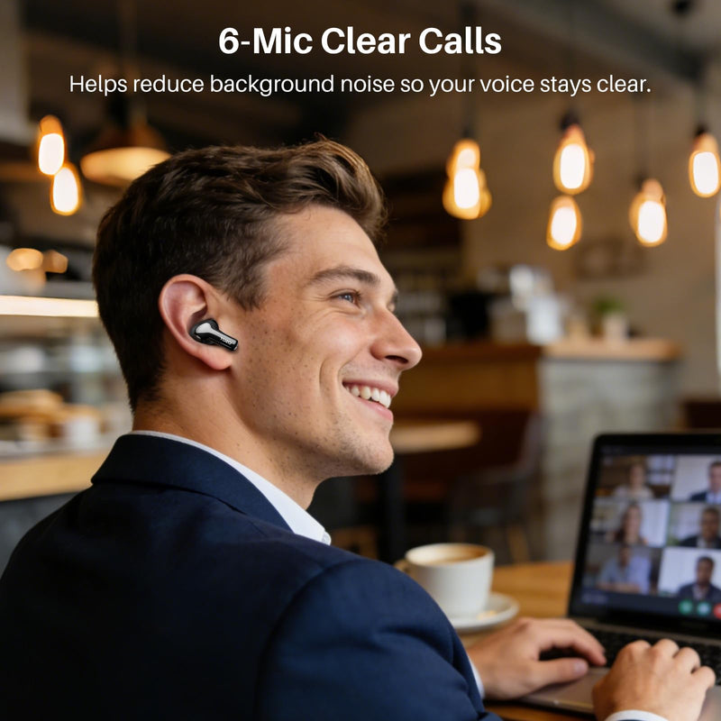 TOZO Hybrid Active Noise Cancelling in Ear Wireless Earbuds, 68H Playtime | 6 Mics AI Clear Calls, LED Display, 32 Preset EQs App, Bluetooth 5.3 Headphones, IPX8 Waterproof, Comfort Fit Ear Buds Black
