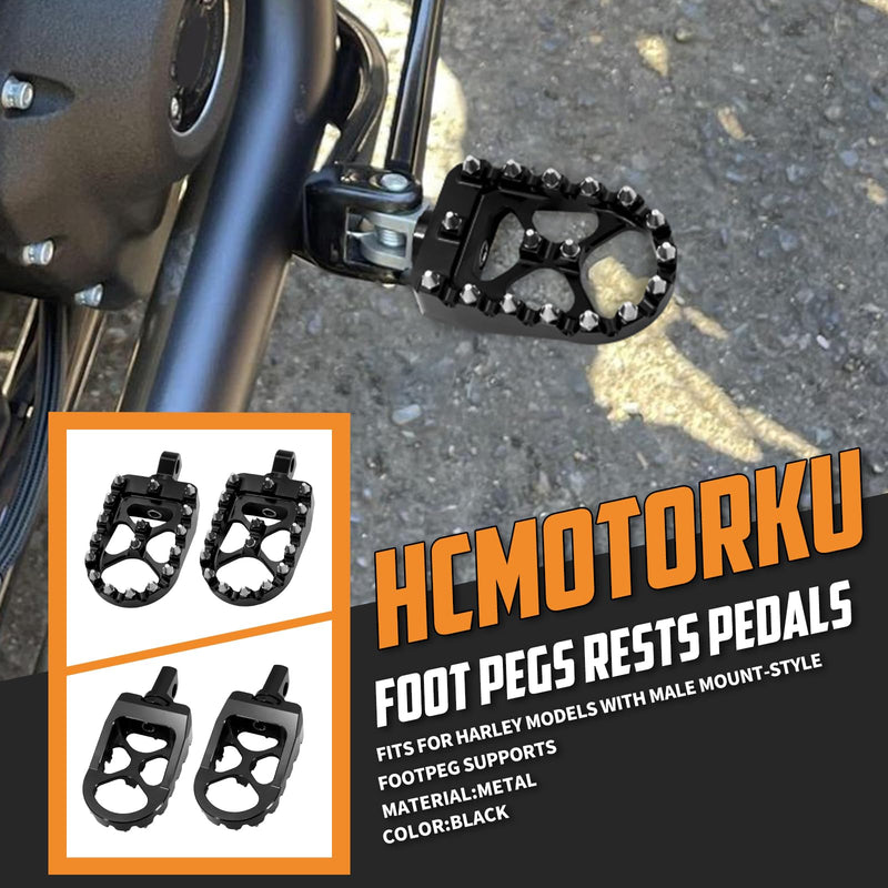Foot Pegs MX Offroad Footpegs CNC 360° Roating Fit For Harley Sportster Iron 883 Softail Street Glide Dyna Fatboy Black Black with Cone Spikes