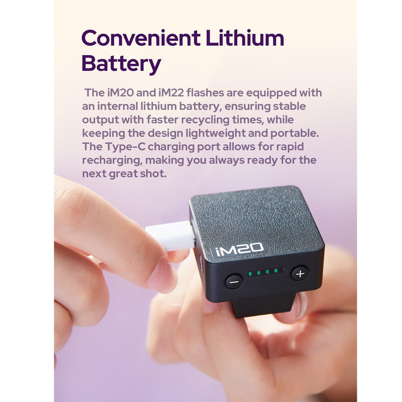 [AUSTRALIA] - GODOX iM20 Mini Flash for Camera w/Built-in Battery, Conpact & Portable GN10/470 mAh USB-C Charging & Universal Hot Shoe Compatible with Sony zve10,zv1,a7iii/Ricoh gr3,gr3x/Fujifilm f1, NOT for ZV-1F Black 