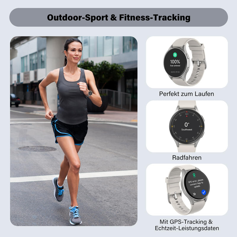 Smart Watch for Women, Built-in Alexa, GPS, HRV, VO2 Max, Blood Oxygen, Sleep & Stress Monitor, BT Calling, Compass, Altimeter, 1.32" AMOLED, Fitness & Women’s Health, Waterproof, iPhone Compatible Starlight Gray 43mm case