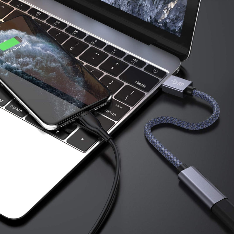 [AUSTRALIA] - Basesailor USB C Female to USB 3.0 Male Adapter 0.75FT 2Pack,USB 3 to USBC Adapter,iPhone 16 15 Pro Max Charger,5Gbps Type C Cable Converter for iPhone 14 Plus,iPad Mini,Samsung Galaxy S24,Z Fold Flip Gray 