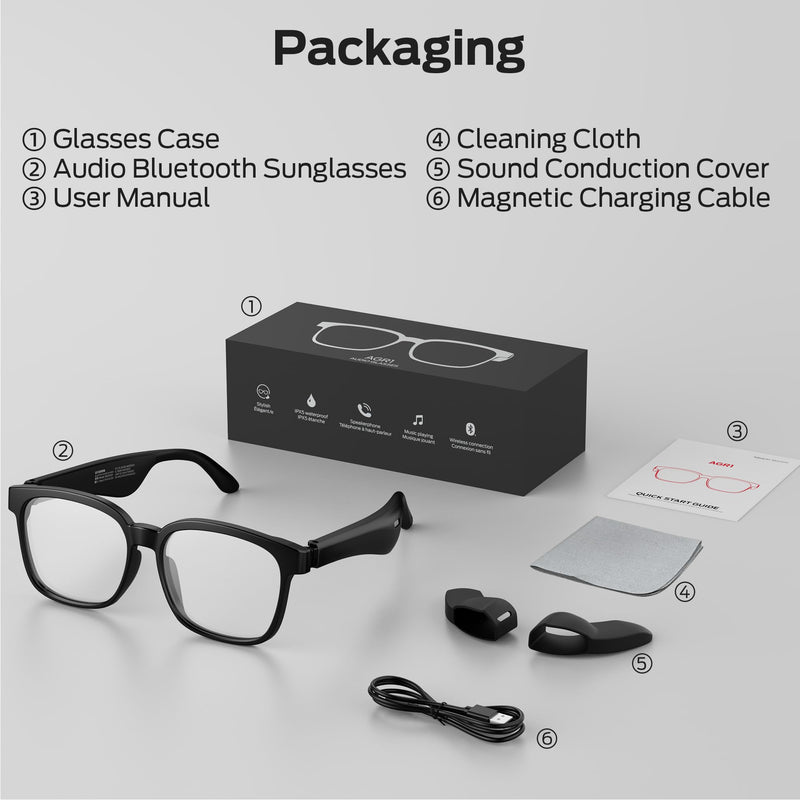 Oraolo Polarized Bluetooth Smart Audio Sunglasses | Built-in Speaker for Wireless Calls & Music, UV Protection, Voice Control, for Outdoor Sports, Unisex(Clear)