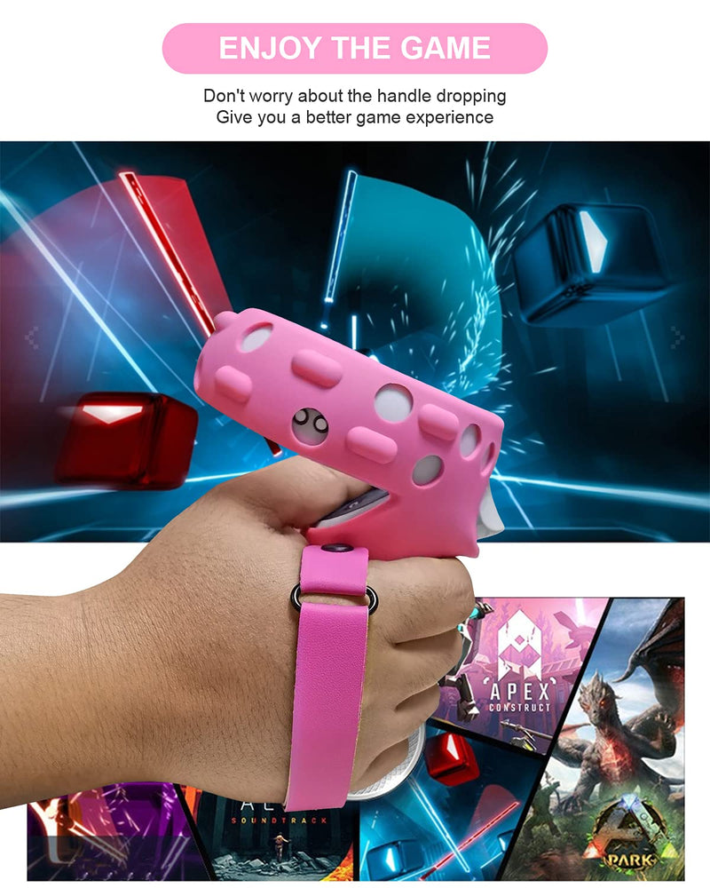 VR Adjustable Head Strap for Oculus Quest 2 Skins Cute Accessories with Silicone Touch Controller Grip Cover,Barbie Pink 6 in1 VR Shell Protector Cover & VR Face Cover Replacement Set Pink 2