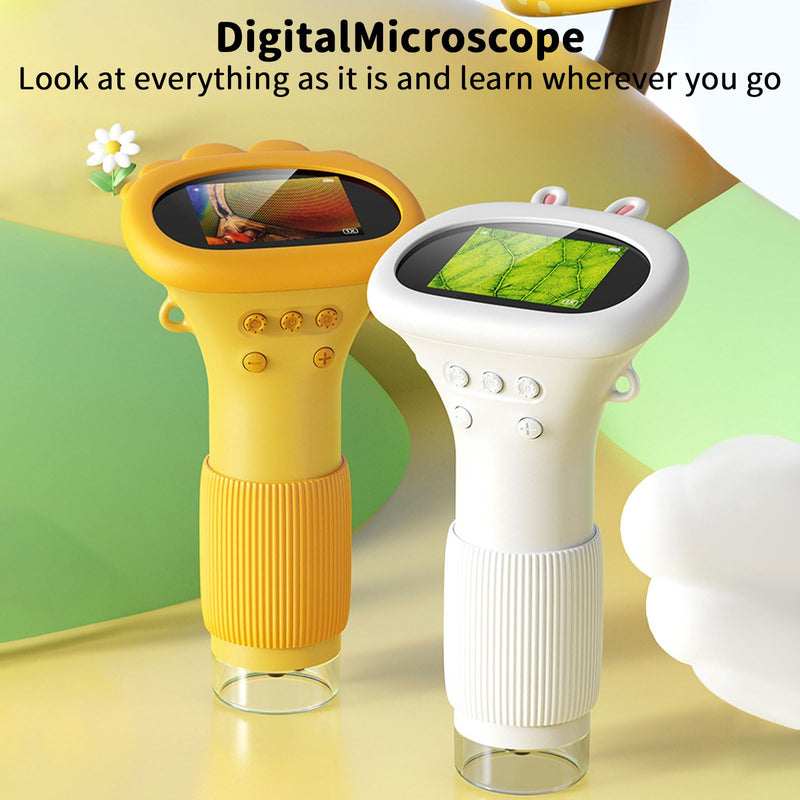 Microscope, Digital Microscope,Holding Magnifying Glasses，2’’ IPS,2 MP,4 Zoom Buttons,1000x Magnification,Observe Circuit Boards/Plants/Coins/Hair/Insects,Christmas,Birthday,Edu Gifts. Yellow