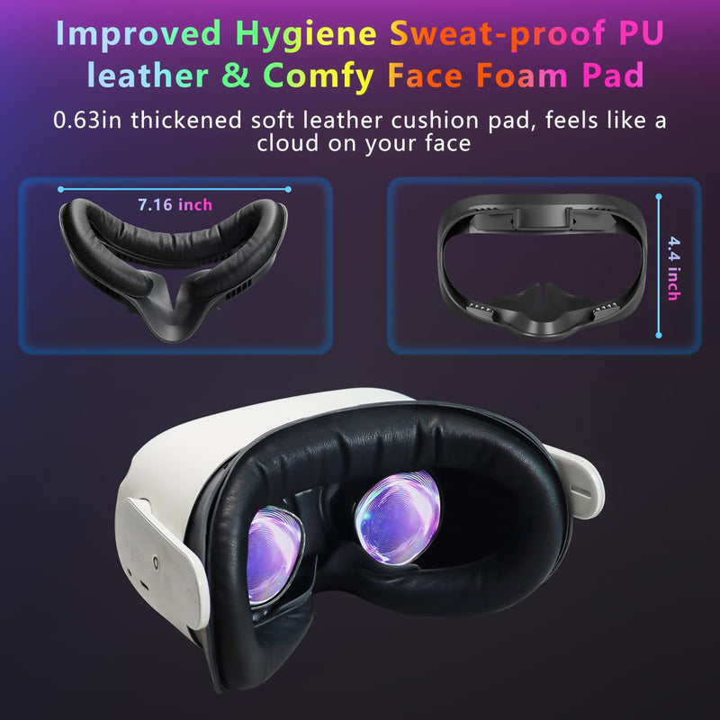 Saqico 5000mAh Head Strap Battery Pack and Face Pad & Face Cover Cushion Replacement for Oculus Quest 2