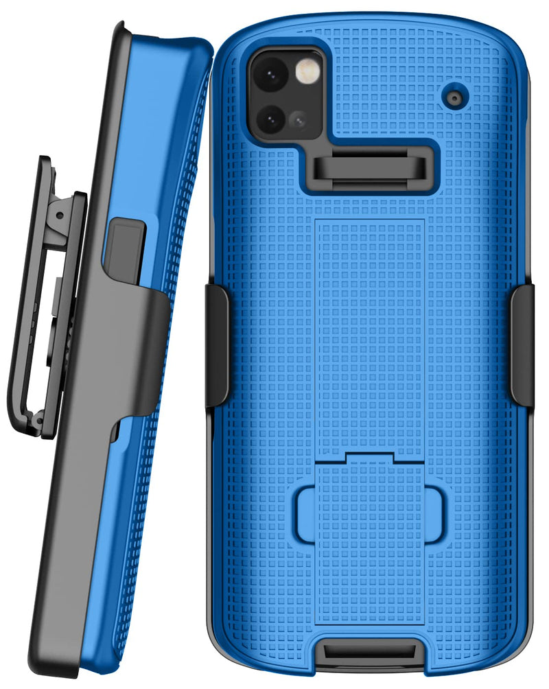 [AUSTRALIA] - Case with Clip for Zebra TC53 TC58 Mobile Computer Scanner, Nakedcellphone Slim Hard Shell Cover with Kickstand and [Rotating/Ratchet] Belt Hip Holster Combo - Cobalt Blue 