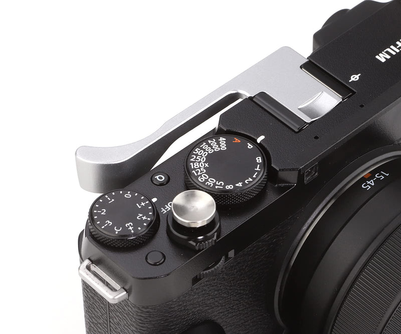 [AUSTRALIA] - Haoge THB-X4S Hand Grip Metal Hot Shoe Thumb Up Rest for Fujifilm Fuji X-E4 Camera Silver 