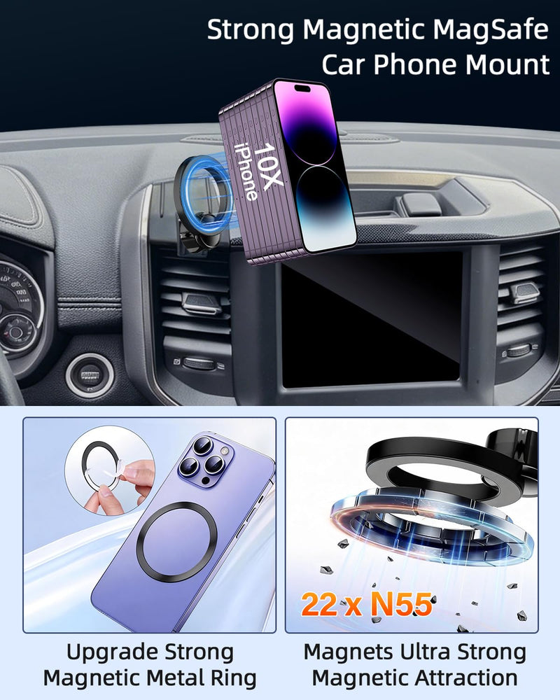 PZK Magsafe Phone Mount for L-EXUS RX 350/ RX 450h 2010-2015 Accessories | Custom Air Vent Strong Mangetic Car Phone Holder 360° Rotation Hands Free Cell Phone Automobile Cradles for All iPhones