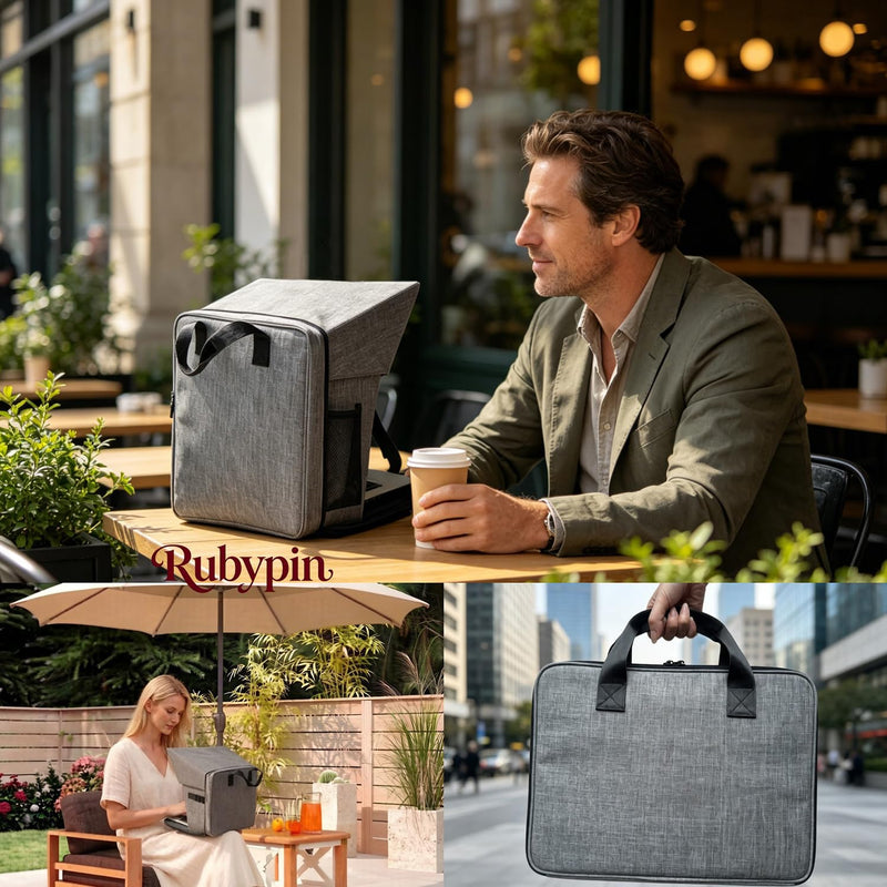 Laptop Sun Shade Carry Case & Privacy Shield Fit 12-16 Inch Working Outside | anti glare screen protector privacy shade laptop tent sleeve portable & foldable for outdoor/travel Gray MacBook, HP, Surface