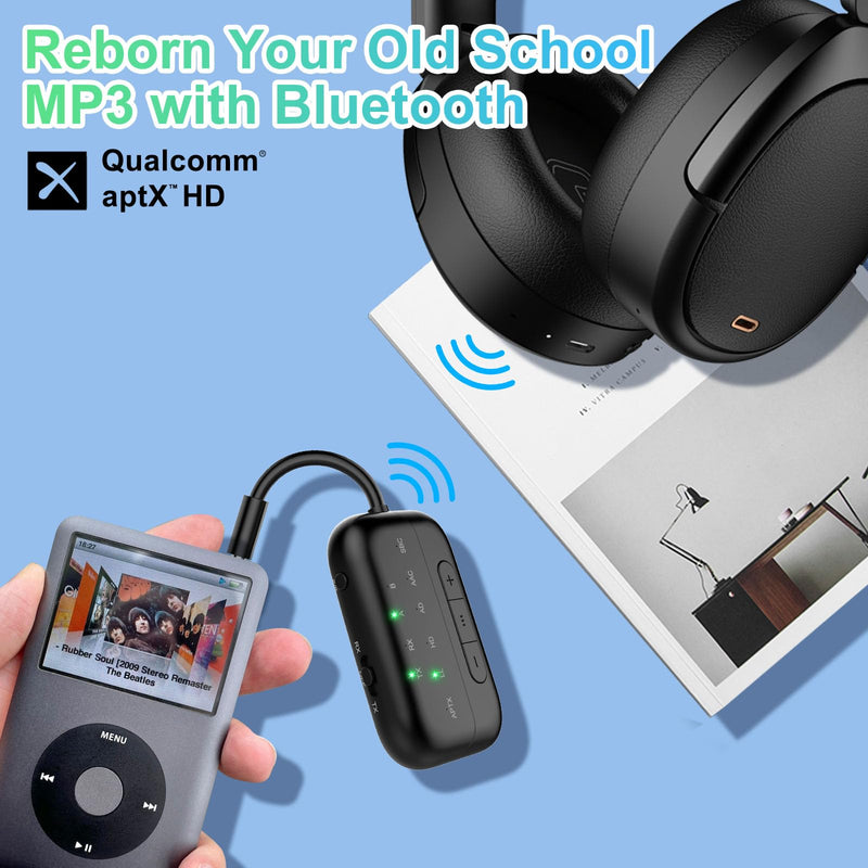 2024 Upgraded Pro Bluetooth Transmitter Receiver,2-in-1 Airplane Bluetooth 5.4 Adapter for Flight,TV,PC,Gym,Switch,Supports to 2 AirPods/Headphones;Bluetooth Receiver for Car/Home Stereo Black