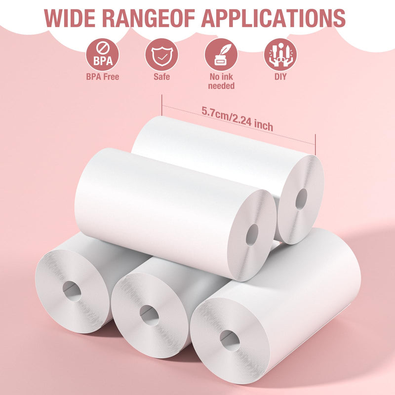 Kids Instant Camera Refill Print Paper-5 Rolls for Kids Instant Print Camera,HD Printing Thermal Print Paper Set Portable Refill Print Paper