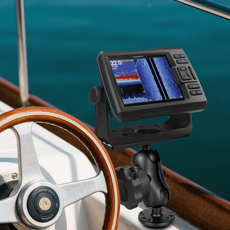 Anti-Theft Aluminum Fish Finder Mount with Lock Knob, 3.42'' Short Arm Marine Electronic Mount,Saltwater Resistant Aluminum Bracket Compatible with Garmin, Lowrance, Humminbird and More Anti-Theft-Small Sized