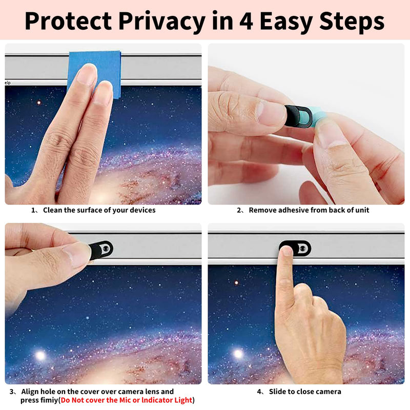 Laptop Camera Cover Slide 6PCS, 2 Size Ultra Thin Webcam Cover Blocker, Large for Laptop Computer, Small for Phone Tablet, Suitable for MacBook Pro Dell HP iPhone iPad, Protect Your Privacy Large*3+Small*3