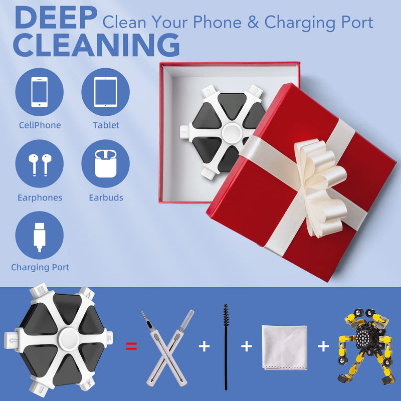 iPhone Cleaning Kit iPhone Cleaner, Charging Port Cleaning Multi-Tool Phone Repair & Restore Lightning Port Cell Phone Cleaner for iPhone iPad, Speakers,Earbuds, Cable, USB C Port AirPods White Silicone