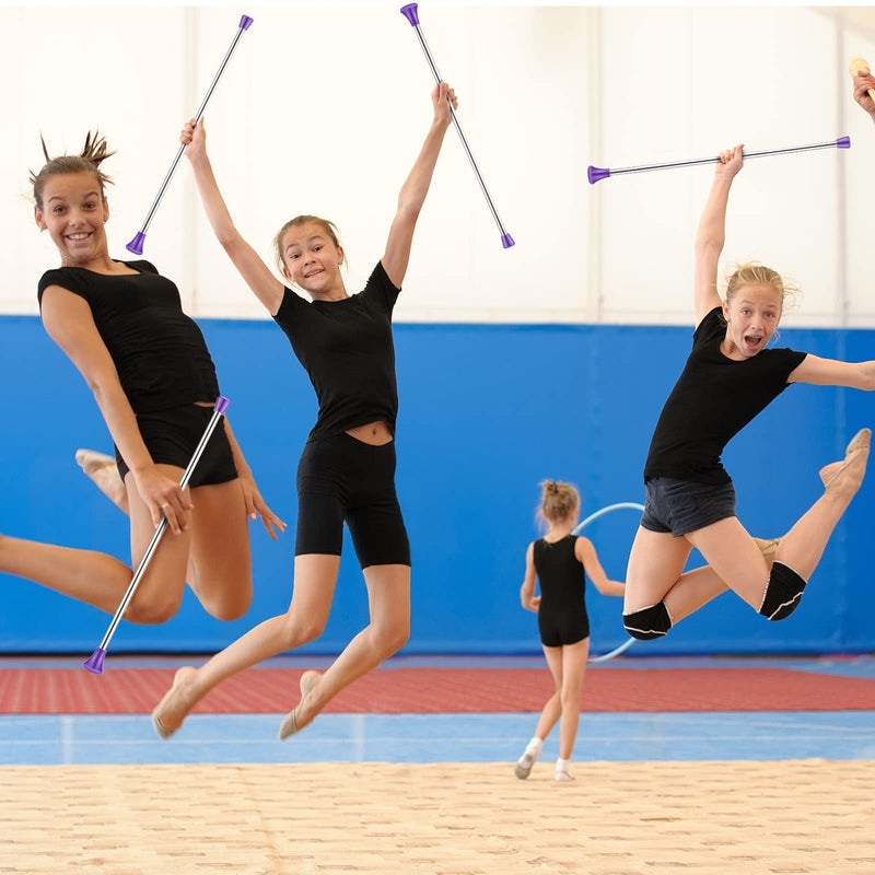 4 Pack Twirling Baton 21 Inch Band Marching Baton Stainless Steel Conductors Metal Gymnastics Parade Stick Dance Ribbon Streamer for Kid Girl