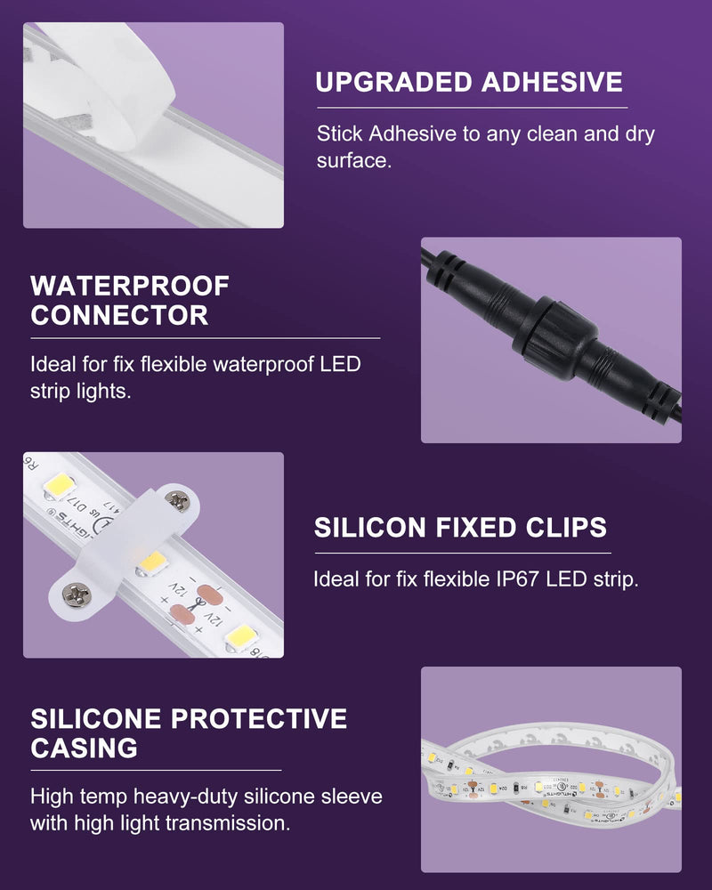 [AUSTRALIA] - HitLights Outdoor LED Strip Lights Waterproof White, 16.4ft Dimmable Tape Light 5000K, IP67, 300 LEDs, 150Lm/ft, 12V Flexible Rope Lights for Home, Balcony, Roof, Patio (Power Source Not Included) 16.4ft 300LEDs 5000K IP67 Waterproof 