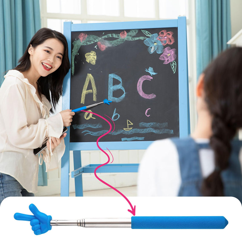 5pcs Retractable Teacher Pointers for Classroom Reading, Hand-Shaped Presentation Pointer Stick, Mini Portable Finger Pointer Sticks Teach Supplies- Blue & Purple & Yellow & Green & Pink
