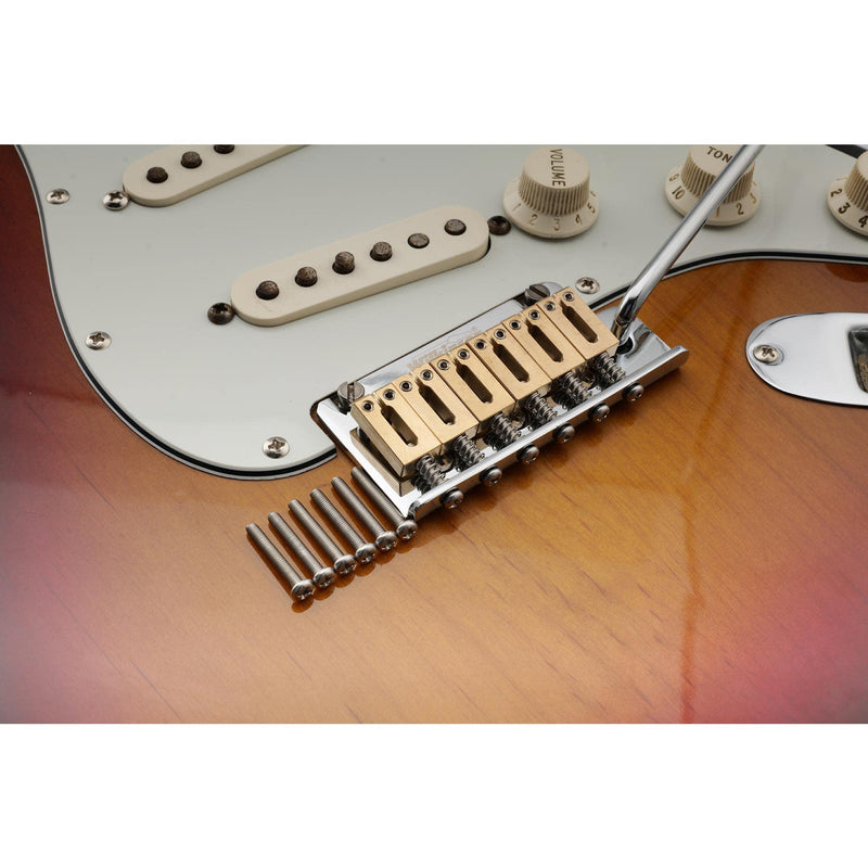 [AUSTRALIA] - Musiclily Ultra 10.8mm Guitar Bridge Saddles Brass Tremolo Bridge Saddle for Stratocaster Strat ST Telecaster Tele TL Style Electric Guitar, Original Color (Set of 6) 