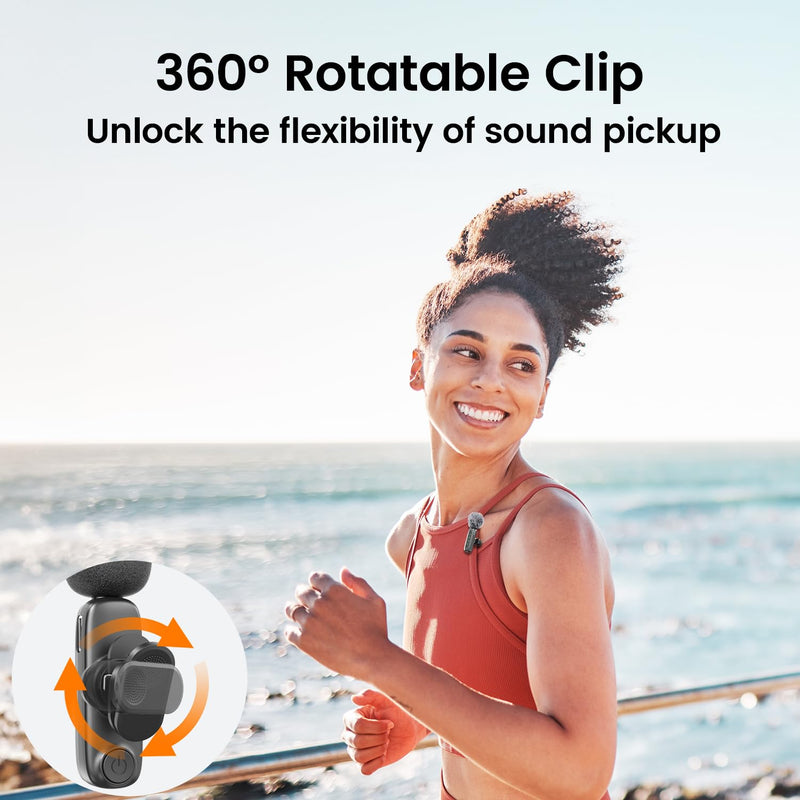 Wireless Lavalier Microphone for iPhone iPad,Mini Microphone for iPhone with Noise Cancelling,lapel microphone wireless for Content Creator Video Recording, Streaming, Vlogging (Lighting Only)
