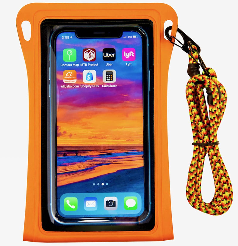 Waterproof Phone Pouch w/Long Lanyard | IPX8 Adventure Grade Cellphone Dry Bag Case, Fits iPhone 15 Pro Max,14 Pro Max, 13 Pro Max, XS, XR, Galaxy S21, for Snorkeling, Kayaking, Cruise Orange