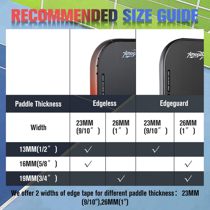 [AUSTRALIA] - Pickleball Edge Guard Tape, Pickleball Protection Tapes 3 Pcs, Gradiant Color Edge Tape, 23MM & 26MM Width, No Wrinkling Edge Guard for 13MM & 16MM & 20MM Thicknesse Paddles Red to Black to Blue Gradiant 