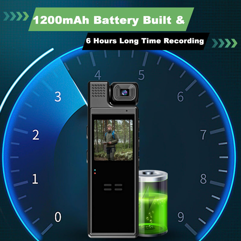 HD1080P Mini Body Camera 180° Rotatable Lens 6HR Battery Video Body Camcorder Motion Detection Night Auxiliary Lights Body Mounted Camera for Sports Cycling Security Police Law Enforcement
