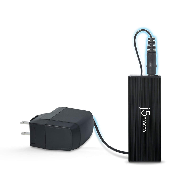 j5create 4-Port Powered USB 3.0 Data Hub with 2 ft Extended Cale [15W Power Adapter Included] for Mac, MacBook, Windows, Laptop, Surface, XPS, PC (JUH340)