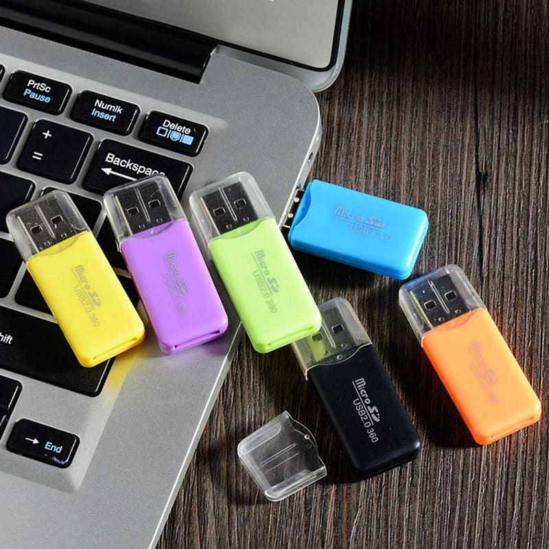 VizGiz 6 Pack Micro SD Card Reader SDXC TF USB 2.0 T-Flash MicroSD TransFlash Memory Card Reader Adapter Writer Mini Ice Cool for Android Phone Camera PDA MP3 MP4 PC Mac Tablet TV Box