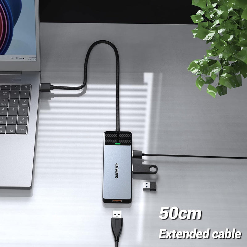 USB HUB, USB Docking, USB 3.2 HUB 5GBPS, Ultra Slim Portable Data Hub, 4 in 1 USB HUB with 4 * USB 3.2 Compatible with Windows, macOS, Linux, Chrome OS Systems(Aluminium)