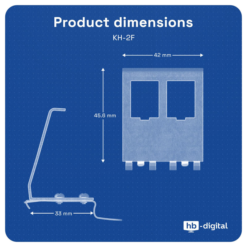 hb-digital 2 x CAT 6a Keystone Module RJ45 Socket STP 10 Gbit/s - Tool-Free LSA - with 1x 2-Port 35 mm DIN Rail Metal DIN Rail Adapter Keystone Holder Ethernet LAN Network Switch