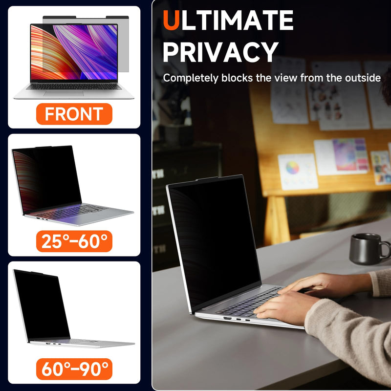 Laptop Privacy Screen 14 Inch Magnetic(16:10 Aspect Ratio) Removable | Anti Spy Blue Light Glare Laptop Privacy Screen Filter Matte for Dell/Hp/Acer/Lenovo/Samsung/Asus/ThinkPad 14 Inch with 16:10 Aspect Ratio