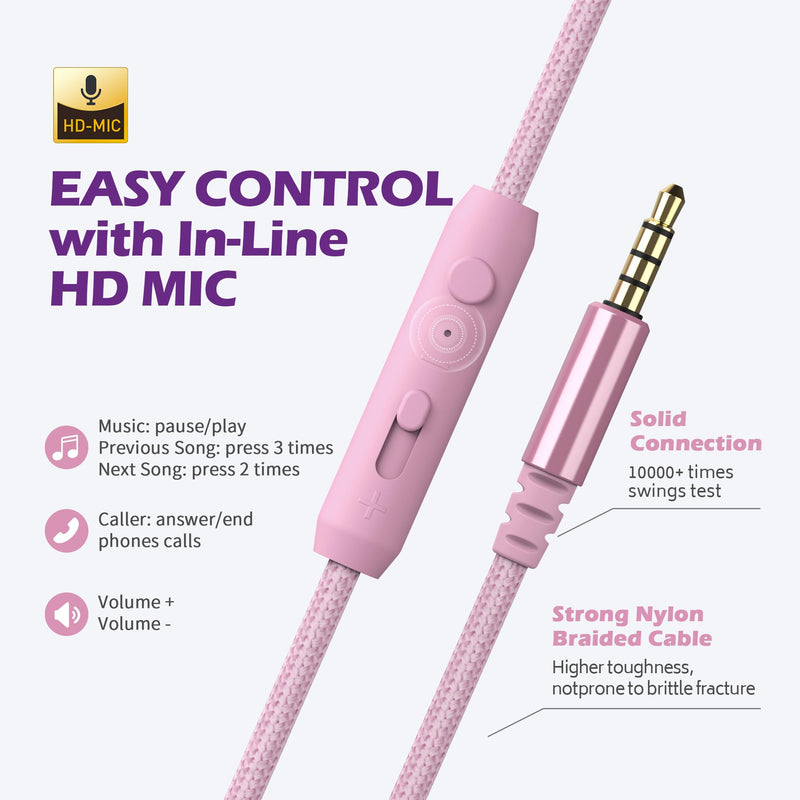 [AUSTRALIA] - AILIHEN C8 Girls Headphones, On-Ear Headphones Wired with Microphone and Volume Control Foldable Corded Stereo 3.5mm Headset for Girls School Chromebook Laptop Computer PC Tablets Travel (Purple Pink) Purple Pink 