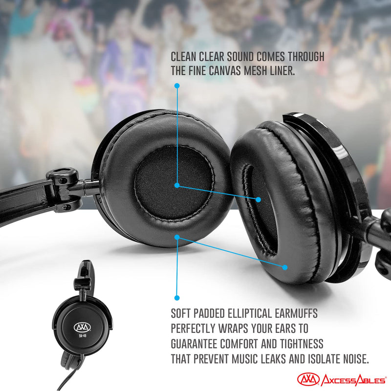 AxcessAbles On-Ear Closed-Back Studio Headphones | DJ Headphones with 6ft Cable and 1/4-inch Jack Adapter | 38mm Neodymium Driver Swiveling Cups| Guitar Practice Headphones | Recording Headphones 1 Recording Headphones