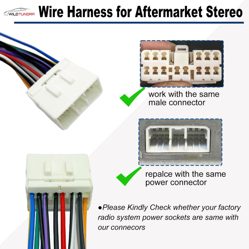 14Pin Radio Wiring Harness for Subaru 1995-2008 Aftermarket Radio Stereo Wire Harness Adapter for Subaru Outback WRX Impreza Forester Legacy Aftermarket Stereo CD Player Power/Speaker Connector