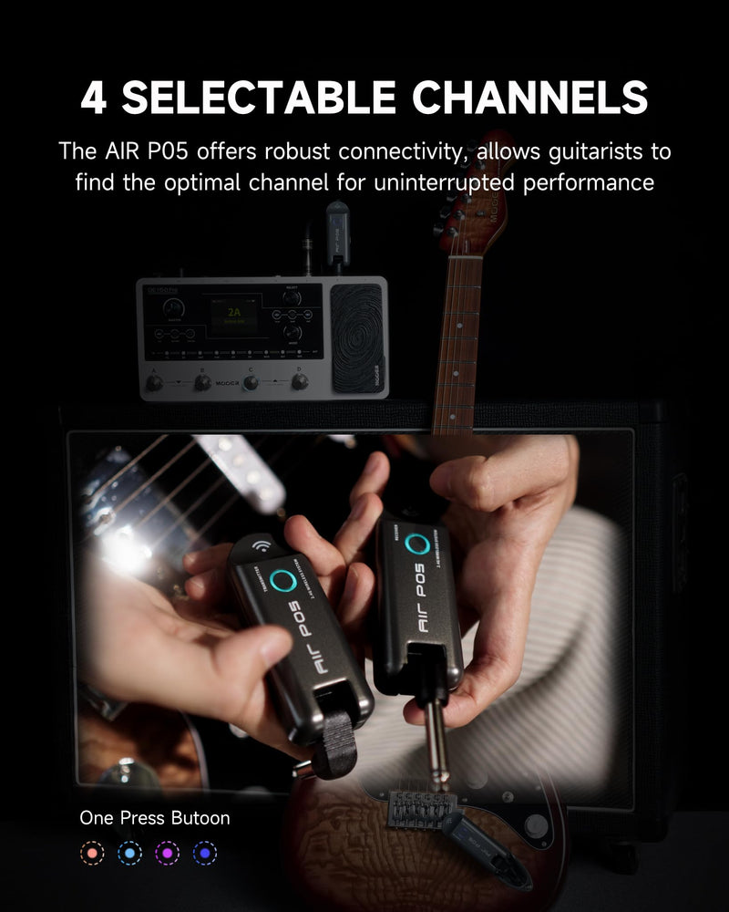 [AUSTRALIA] - MOOER Air P05 Wireless System Instruments Tansmitter and Reciever for Electric Guitar, Bass, Acoustic Guitar, Audio Mixer, Amplifier, Pedalboard with 1/4" Instruments Plug 