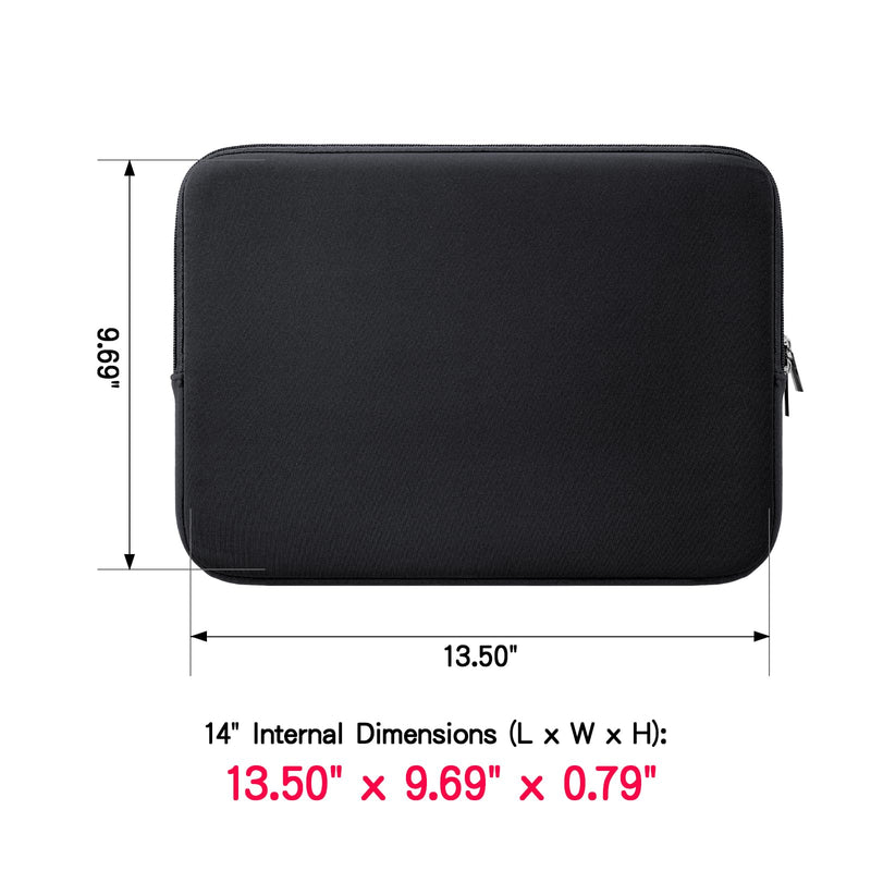 RAINYEAR 14 Inch Laptop Sleeve Case Protective Soft Padded Zipper Cover Carrying Computer Bag Compatible with 14" Notebook Chromebook Tablet Ultrabook (Black) 14" Black