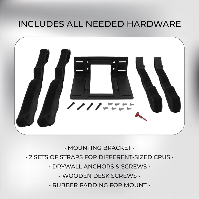 HumanCentric SFF Under Desk PC Mount & Wall Mount Bracket | For Small Form Factor Desktop Tower, UPS Wall Mount Bracket, Adjustable CPU Holder with Straps, Hardware Included