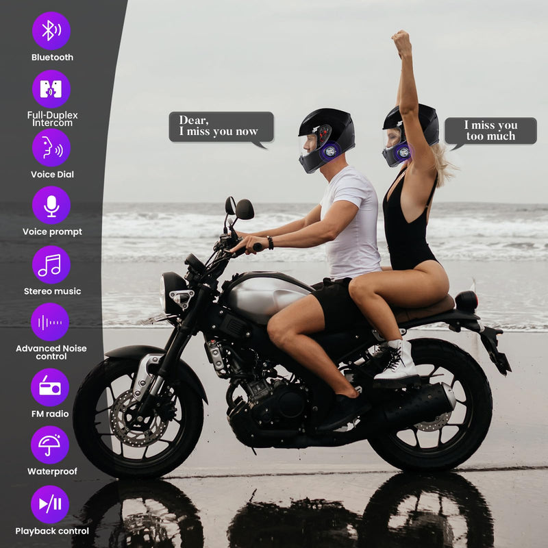 Y3 Helmet Bluetooth Headset (More Suitable for Couples), Auto Answer Phone, Intercom, Music, Intercom, Active Noise Cancellation, Waterproof (1 Pack) 1 Pack