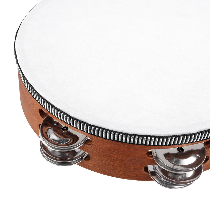 3 Pack Wooden HandHeld Tambourine Set, 6 Inch 8 Inch 10 Inch Double Row Tambourines for Adults for Party, Dance, Wedding, Brown