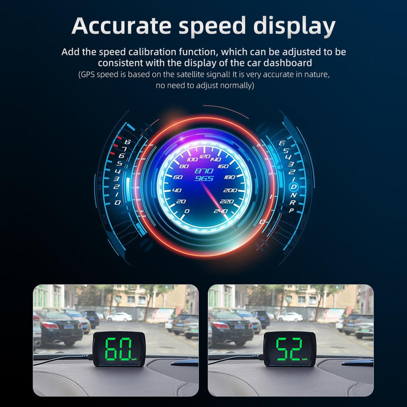 GoolRC Speedometer HUD, Heads-Up Display Digital Speedometer GPS Speed Meter MPH/KMH, Head Up Display for All Cars, USB Cable Plug & Play Large Screen High-Definition Display