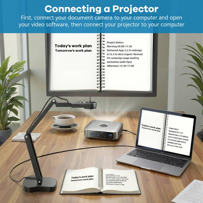 4K USB Document Camera & Webcam for Teachers: 8MP USB with 3-Level LED Light & Mic & Image Invert,Fold, A3 Format for Teaching in Classroom/Distance Learning Educators(Mac/Windows/Chromebook