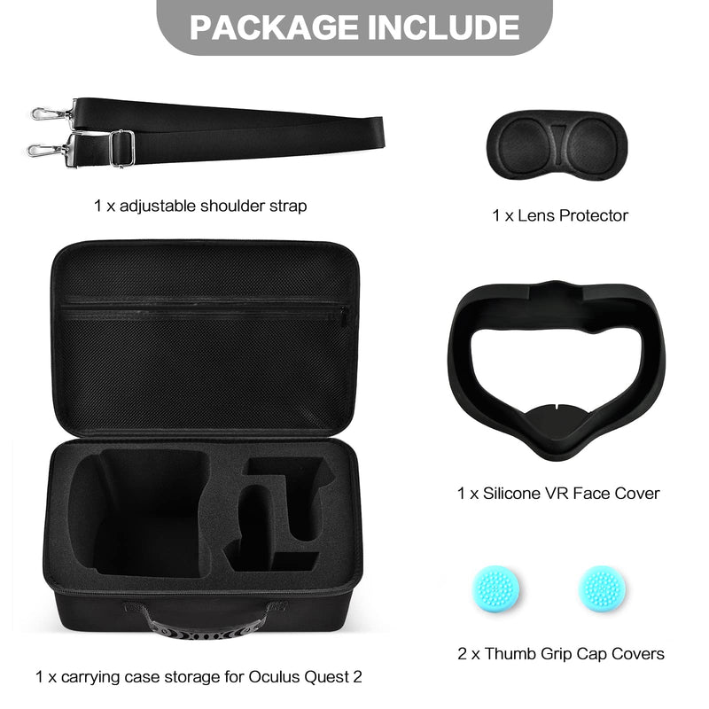 Comecase Hard Carrying Case for Oculus Quest 2 All-in-One VR Gaming Headset with USB Flash Drive Case Grey - 2 Pack