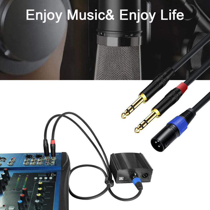 [AUSTRALIA] - 2Pack 6.35mm Dual TRS to XLR Male Cable for Microphone, Mixer, Amplifier, 1.5 FT, 1/4 TRS to XLR Audio Cable, Y Splitter Patch Cord, 3-Pinxlr to Dual 1/4 Male Converter Adapter Cable 1.5Ft, 2Pack Dual 1/4 to XLR Male 