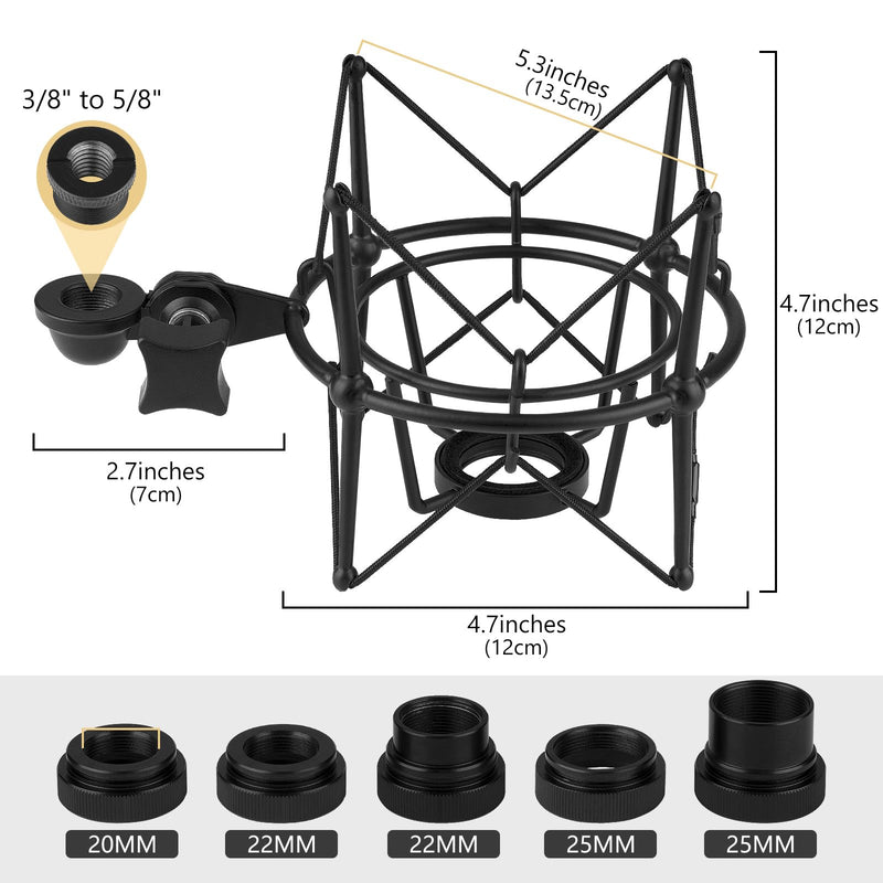 Geekria for Creators Microphone Shock Mount Compatible with MXL 770, 990, R77, TEMPO, V67G, 2006, R144 Mic Anti-Vibration Suspension Adapter Clamp Mic Holder Clip (Black/Metal)
